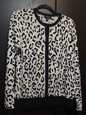 Black & White Lightweight Cotton Leopard Print Cardigan